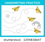 handwriting practice sheet... | Shutterstock .eps vector #1354818647