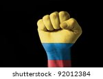 low key picture of a fist... | Shutterstock . vector #92012384
