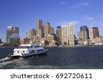 Boston Skyline And Harbor  Usa