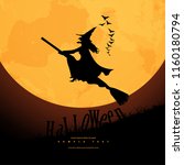 witch silhouette for halloween... | Shutterstock .eps vector #1160180794