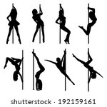 pole dance women silhouettes.... | Shutterstock .eps vector #192159161