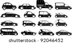 cars collection black   vector | Shutterstock .eps vector #92046452