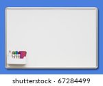 White board with colored markers, isolated with shadow and clipping path