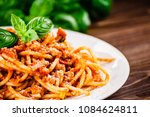 Pasta With Meat  Tomato Sauce...