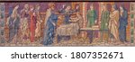 Small photo of LONDON, GREAT BRITAIN - SEPTEMBER 15, 2017: The fresco Raising of Jairus Daughter in the chruch Saint Augustine's, Kilburn from end of 19. cent.