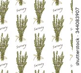 savory herb seamless pattern ... | Shutterstock .eps vector #344083907