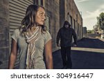GIRL SELF DEFENSE | A young woman sees a suspicious person walking behind her and plans to defend herself against a male attacker in an alley. Refuse to be a victim.   