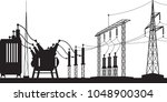 power grid substation   vector... | Shutterstock .eps vector #1048900304