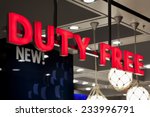 Duty Free sign at airport shop