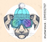 Hipster Animal Dog In Winter...
