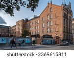 Small photo of NORRKOPING, SWEDEN - SEPTEMBER 30, 2023: People stroll around town on Culture night, an annual event on the last Saturday in September ,that exhibits diverse aspects of culture in Norrkoping.