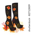 Autumn Boots With Maple Leaves