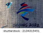 Small photo of February 14, 2022 - Beijing, Hebei, CHN: Kalle JARVILEHTO (FIN) makes his run in the Mens Snowboard Big Air competition at the Big Ar Shougang