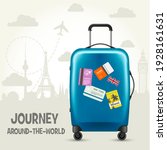 modern plastic suitcase and... | Shutterstock .eps vector #1928161631