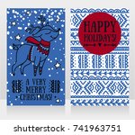 greeting cards for christmas... | Shutterstock .eps vector #741963751