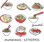 asian food set vector... | Shutterstock .eps vector #127435931