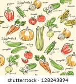 assorted vegetables seamless... | Shutterstock .eps vector #128243894