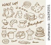 morning breakfast doodle vector ... | Shutterstock .eps vector #136392551