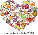 fruit arranged in heart shape | Shutterstock .eps vector #164672084
