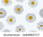 daisies solid line drawing.... | Shutterstock .eps vector #1683883717