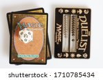 Small photo of AYUTTHAYA,THAILAND-APRIL 22, 2020 : MAGIC THE GATHERING CARD BY WIZARDS Co., LTD , MTG GAME CARD DICE NUMBER 1 - 20, LIFE COUNT DUELIST AND LIBRARY CARD ON WHITE BACKGROUND.