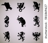 mixed animal heraldry collection | Shutterstock .eps vector #581869627