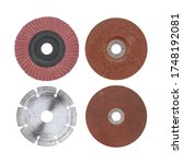 Small photo of Abrasive sandpaper disk,Stone cutting blade disk, Abrasive brown disk,for grinder isolated on white background with clipping path included.