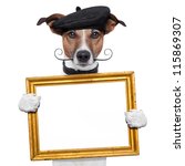 Painter Artist Frame Holding Dog