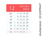 2022 december month calendar.... | Shutterstock .eps vector #2113299647