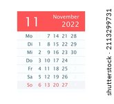 2022 november month calendar.... | Shutterstock .eps vector #2113299731