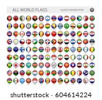 round glossy world flags vector ... | Shutterstock .eps vector #604614224