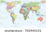 political world map   borders ... | Shutterstock .eps vector #702945151