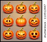 set pumpkins for halloween | Shutterstock .eps vector #113512447