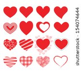 Set Of Red Vector Hearts Icons.