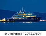 Luxury yacht blue evening view on mediterranean coast