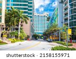 Downtown Fort Lauderdale skyscrapers street view, south Florida, United States of America