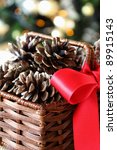 Christmas Pine Cones In A Basket