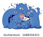 nightmares. child hid under... | Shutterstock .eps vector #1688206321
