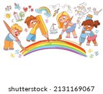 group of little children draw... | Shutterstock .eps vector #2131169067