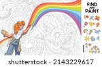 find and paint. children puzzle.... | Shutterstock .eps vector #2143229617
