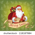 Santa Claus With Retro Scroll...