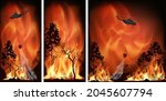 vector forest fire  pine trees... | Shutterstock .eps vector #2045607794