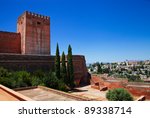 Tower of Homage, Alcazaba, Alhambra Palace with city view of Granada
