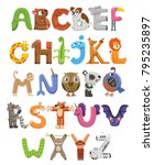 zoo alphabet. animal alphabet.... | Shutterstock .eps vector #795235897