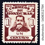 Small photo of HONDURAS - CIRCA 1913: A stamp printed in Honduras shows General Terencio Esteban Sierra Romero (1839-1907), circa 1913.