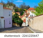 Old street of Hradcany in Prague, Czech Republic. Architecture and landmark of Prague. Cozy cityscape of Prague.
