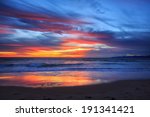 Scenic sunset over ocean beach