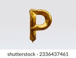 Gold Balloon Letter P 3d render 