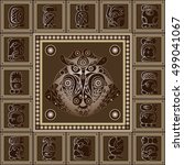 maya art boho pattern with... | Shutterstock .eps vector #499041067