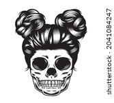 skull daughter head design on... | Shutterstock .eps vector #2041084247